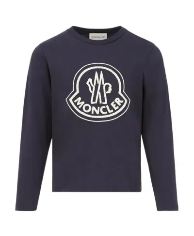 Moncler Logo-embroidered Cotton T-shirt In Blue