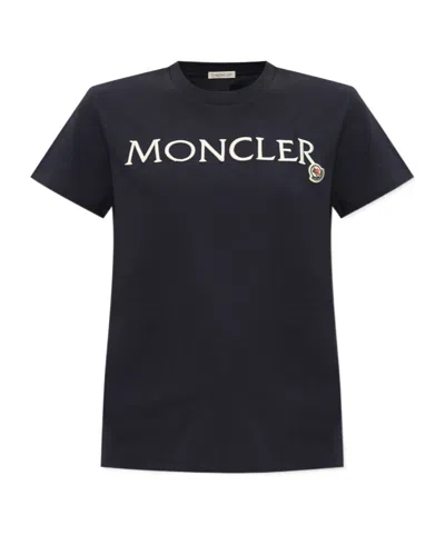 MONCLER MONCLER LOGO EMBROIDERED CREWNECK T-SHIRT