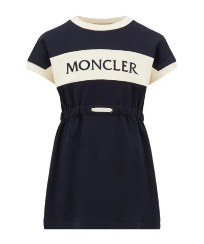 Moncler Logo-embroidered Cotton T-shirt Dress In Black