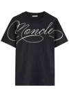Moncler Embroidered Cursive Logo T-shirt In Navy