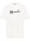 Moncler Off-white Embroidered Varsity Logo Cotton T-shirt In White