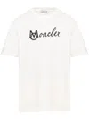 Moncler Off-white Embroidered Varsity Logo Cotton T-shirt In White