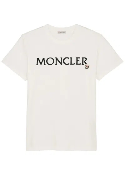 Moncler Logo-embroidered Cotton T-shirt In White