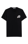 Moncler Double Logo Patch Cotton T-shirt In Black