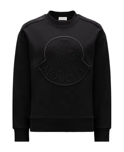 Moncler Logo Embroidered Crewneck Sweatshirt In Black