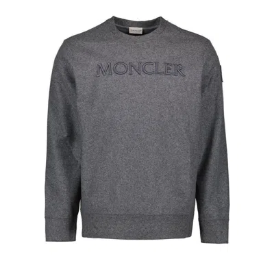 Moncler Logo Embroidered Crewneck Sweatshirt In Grey
