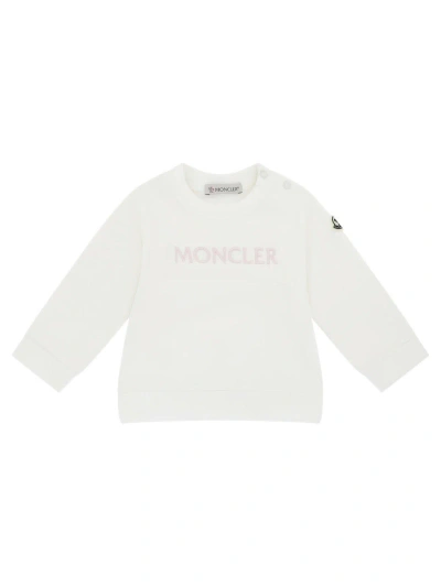 Moncler Kids' Logo Embroidered Crewneck Sweatshirt In White