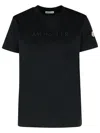 Moncler Black T-shirt With Embroidered Logo On The Front And Logo Patch On The Sleeve In Cotton Woma In 999