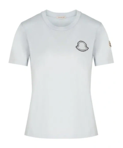 Moncler Logo Embroidered Crewneck T-shirt In White