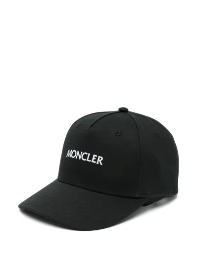 Moncler Logo-embroidered Gabardine Cap In Black