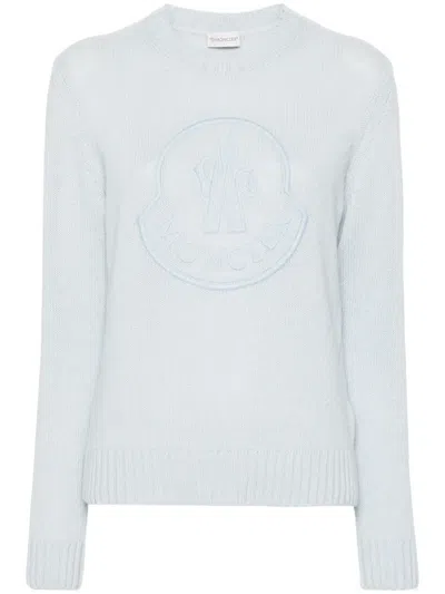 Moncler Logo-embroidered Jumper In Blau