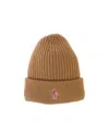 Moncler Logo-embroidered Padded Wool Beanie In Brown