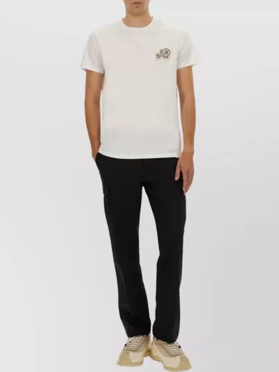 Moncler Logo Embroidered Patch Short Sleeve T-shirt In White