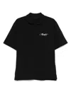 Moncler Mens Charcoal Script Logo-embroidery Short-sleeve Cotton-jersey Polo Shirt Xl In Black