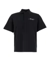 Moncler Mens Charcoal Script Logo-embroidery Short-sleeve Cotton-jersey Polo Shirt Xl In Black
