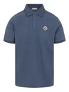 Moncler Blue Tricol-trimmed Pique Polo Shirt