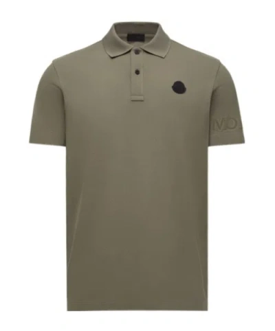 Moncler Logo Cotton Piquet Polo Shirt In Green