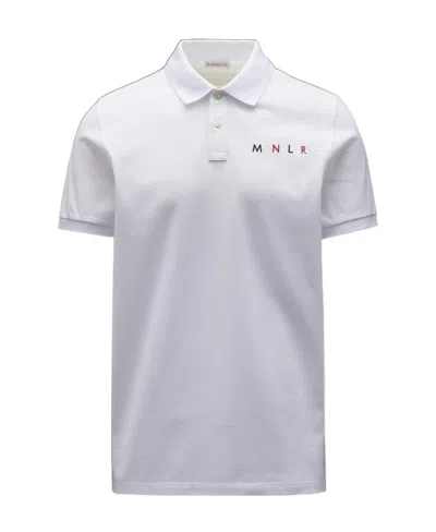 Moncler Logo-embroidered Polo Shirt In White