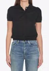Moncler Polo Shirt With Embroidered Logo In Black