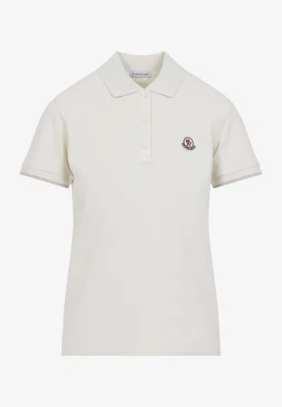 Moncler Logo-embroidered Polo T-shirt In Neutral