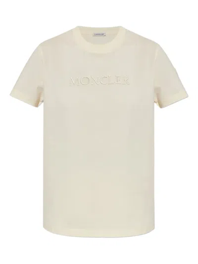 Moncler Logo-embroidered Short-sleeve T-shirt In Yellow