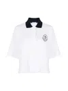 Moncler Logo Embroidered Short-sleeved Polo Shirt In White