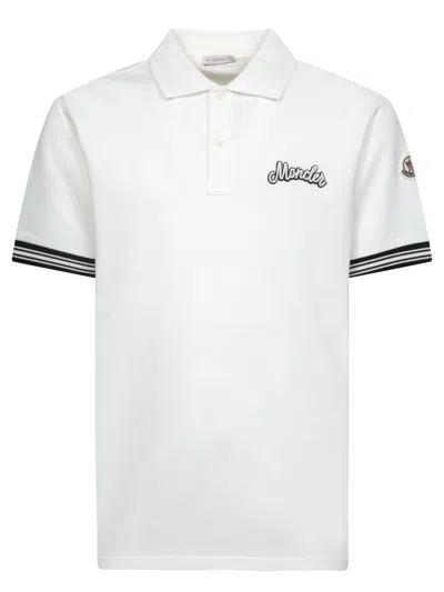 Moncler Logo Embroidered Short-sleeved Polo Shirt In White