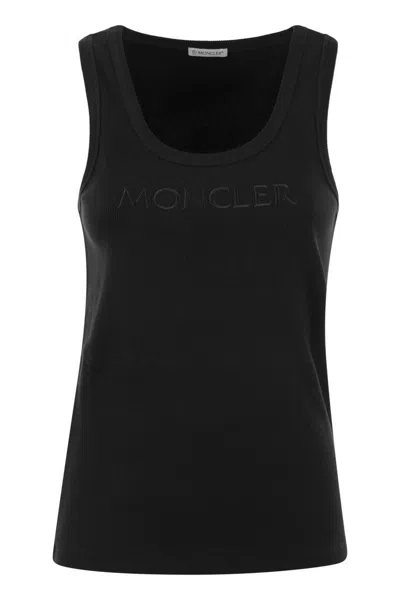 Moncler Logo-embroidered Sports Vest In Black