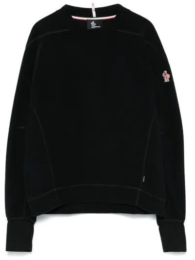 Moncler Logo-embroidered Sweatshirt In Black