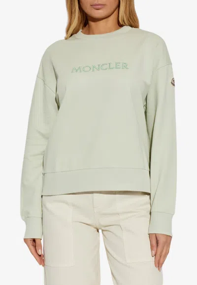 Moncler Logo Embroidered Sweatshirt In Gray