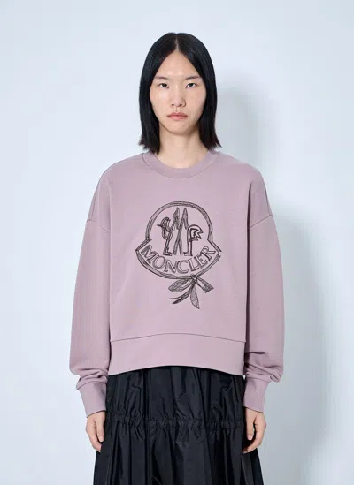 Moncler Logo Embroidered Sweatshirt In Pink