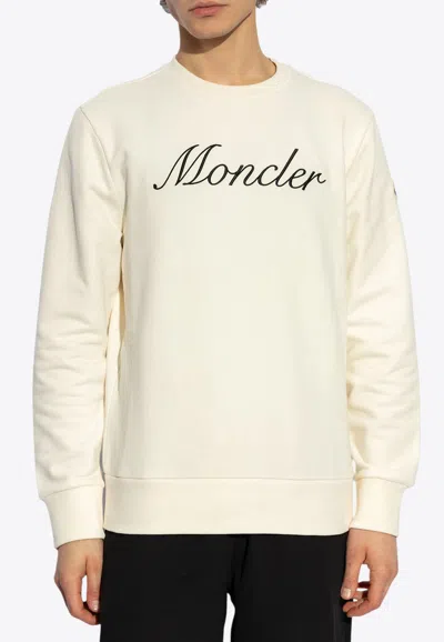 Moncler Logo Embroidered Sweatshirt In Neutral
