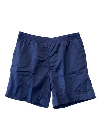 Moncler Logo-embroidered Swim Shorts In Blue