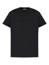 Moncler Biologic Cotton T-shirt With Embroidered Logo In Black