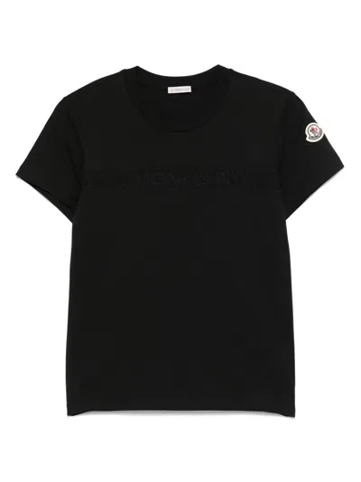 Moncler Logo-embroidered T-shirt In Black