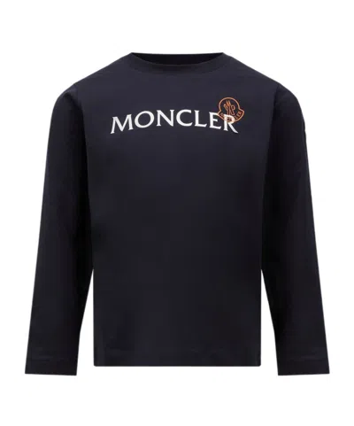 Moncler Logo-embroidered T-shirt In Blue