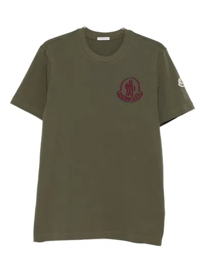Moncler Logo Patch Crew Neck T-shirt In Green