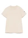 Moncler Cotton T-shirt With Tone-on-tone Embroidered Logo In Neutrals