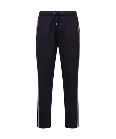 Moncler Logo-embroidered Tapered Trousers In Black