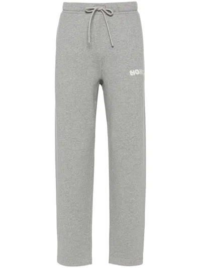 Moncler Logo-embroidered Track Pants In Grey