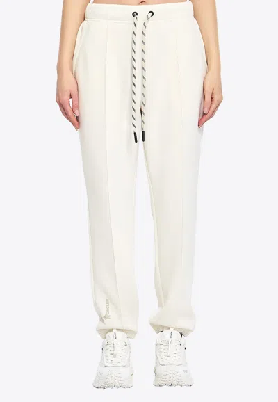 Moncler Logo Embroidered Track Pants In White