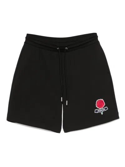 Moncler Logo-embroidered Track Shorts In Black