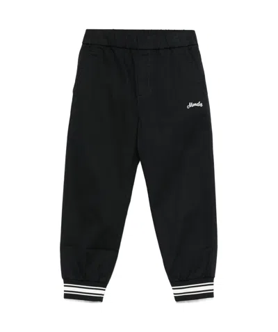 Moncler Kids' Logo-embroidered Trousers In Black