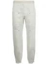 Moncler Mens Ivory Drawstring Two-slip-pockets Wide-leg Relaxed-fit Cotton-blend Trousers In White