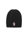 Moncler Logo-embroidered Virgin Wool Beanie In Black