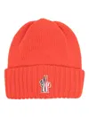 Moncler Logo-embroidered Virgin-wool Beanie In Orange