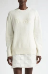 Moncler Logo Embroidered Wool & Cashmere Sweater In Gardenia