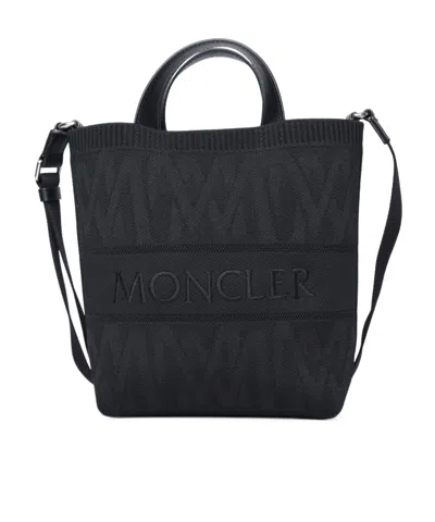 MONCLER MONCLER LOGO EMBROIDERED KNIT TOTE BAG
