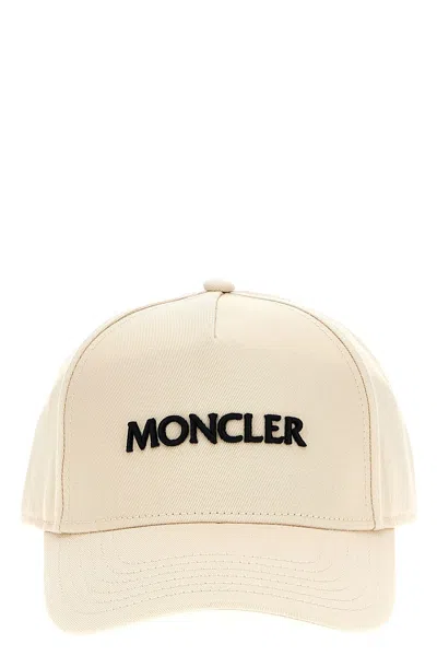 Moncler Logo Embroidery Cap In Sand