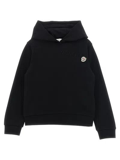Moncler Kids' Logo Embroidery Hoodie In Black